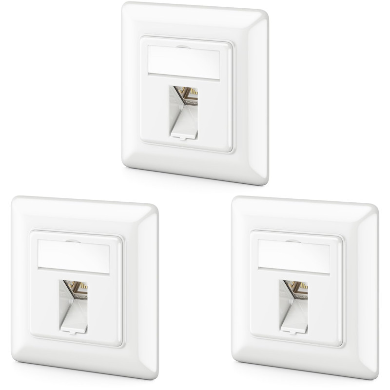 deleyCON 3x Prise Réseau CAT6a Encastrable avec RJ45 Keystone - 10 Gbit/s - STP Blindée - Prise de Données pour Câbles de Raccor deleyCON 3x Prise Réseau CAT6a Encastrable avec RJ45 Keystone - 10 Gbit/s - STP Blindée - Prise de Données pour Câbles de Raccor