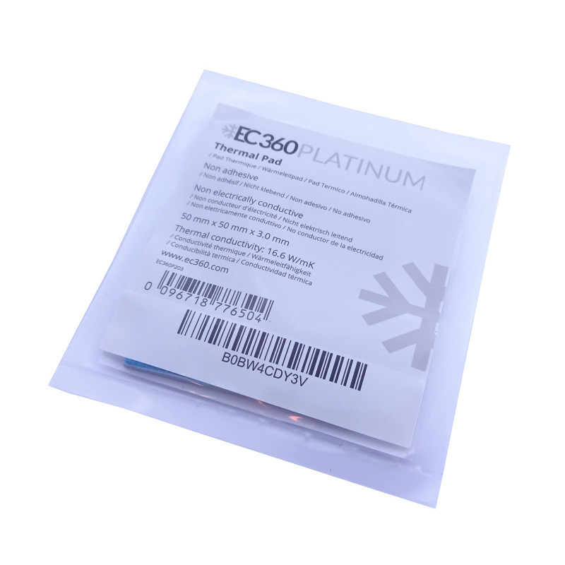 EC360® Platinum 16,6 W/MK Pad Thermique (50 x 50 x 3,0 mm) EC360® Platinum 16,6 W/MK Pad Thermique (50 x 50 x 3,0 mm)