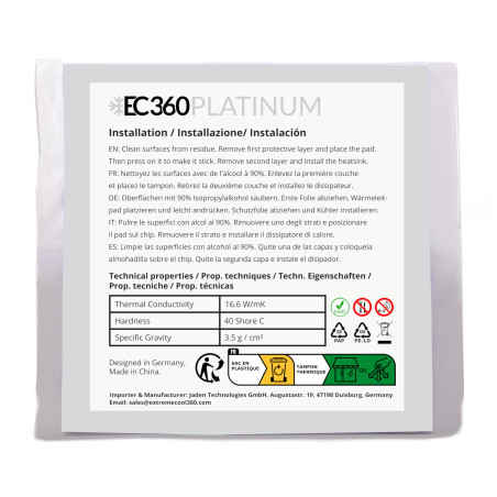EC360® Platinum 16,6 W/MK Pad Thermique (50 x 50 x 3,0 mm)