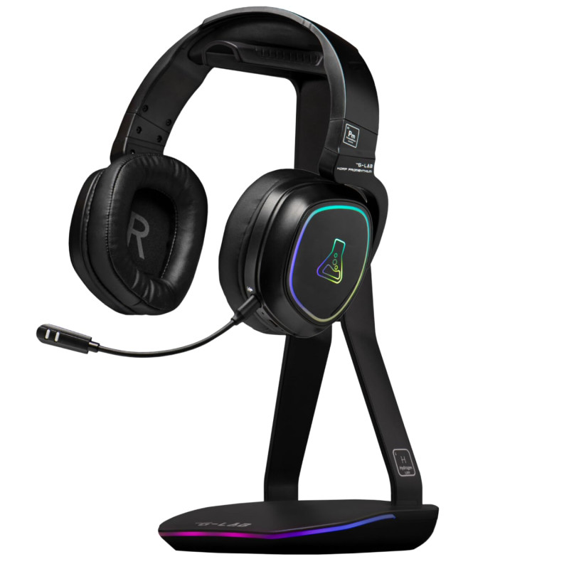 The G-Lab - K-Stand Hydrogen - Support de Casque Gamer – RGB 7 Couleurs, Bouton on/Off, 2 x Hub USB + USB-C, Base Antidérapante The G-Lab - K-Stand Hydrogen - Support de Casque Gamer – RGB 7 Couleurs, Bouton on/Off, 2 x Hub USB + USB-C, Base Antidérapante