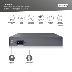 Digitus DN-95323-1 commutateur réseau Fast Ethernet (10/100) Connexion Ethernet, supportant l'alimentation via ce port (PoE) Gri