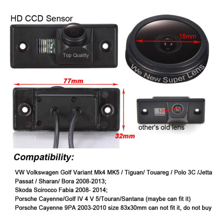 Dynavsal 1280 * 720 Pixel 1000TV Lines Super HD Caméra Imperméable Vision Nocturne,Plaque d'immatriculation Caméra de Recul pour