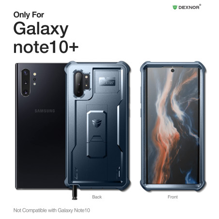 Dexnor pour Coque Samsung Galaxy Note 10 Plus, [Protecteur d'écran et Support Intégrés] Bouclier Antichoc de Protection de Quali
