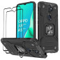 KANSi Coque Compatible pour Oppo A9 2020 / A5 2020, Verre Trempé [2 Pièces] Housse TPU Silicone Rotation 360° Aimant Anneau Supp