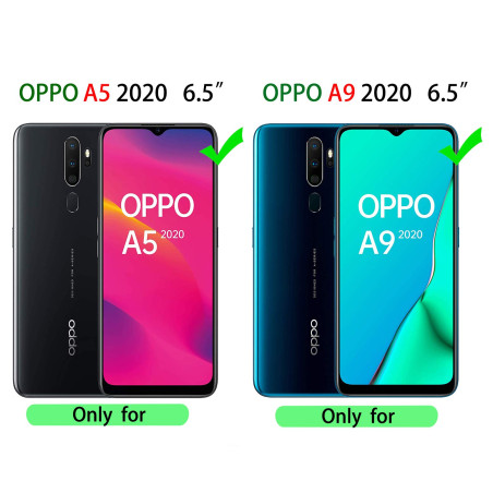 KANSi Coque Compatible pour Oppo A9 2020 / A5 2020, Verre Trempé [2 Pièces] Housse TPU Silicone Rotation 360° Aimant Anneau Supp