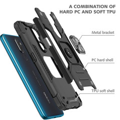 KANSi Coque Compatible pour Oppo A9 2020 / A5 2020, Verre Trempé [2 Pièces] Housse TPU Silicone Rotation 360° Aimant Anneau Supp