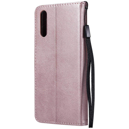 DENDICO Coque pour Huawei P20, PU en Cuir Coque Portefeuille Étui Housse, Design Classique TPU Coque pour Huawei P20 - Rose