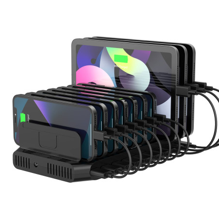 Unitek 60W Station Chargement Multi USB, 10 Ports Multiple Charge USB avec QC 3.0 Recharge Multi-appareils en Même Temps, Compat