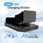 Unitek 60W Station Chargement Multi USB, 10 Ports Multiple Charge USB avec QC 3.0 Recharge Multi-appareils en Même Temps, Compat Unitek 60W Station Chargement Multi USB, 10 Ports Multiple Charge USB avec QC 3.0 Recharge Multi-appareils en Même Temps, Compat