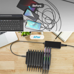 Unitek 60W Station Chargement Multi USB, 10 Ports Multiple Charge USB avec QC 3.0 Recharge Multi-appareils en Même Temps, Compat