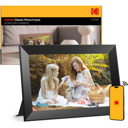 Cadre Photo numérique WiFi, Kodak 10.1 Pouces Cadre Photo électronique avec 32 Go de Stockage, partagez instantanément des Clips