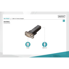 DIGITUS Adaptateur USB vers série - Convertisseur RS232 - USB 2.0 type A vers DSUB 9M - Chipset PL2303GT - Câble 80 cm inclus