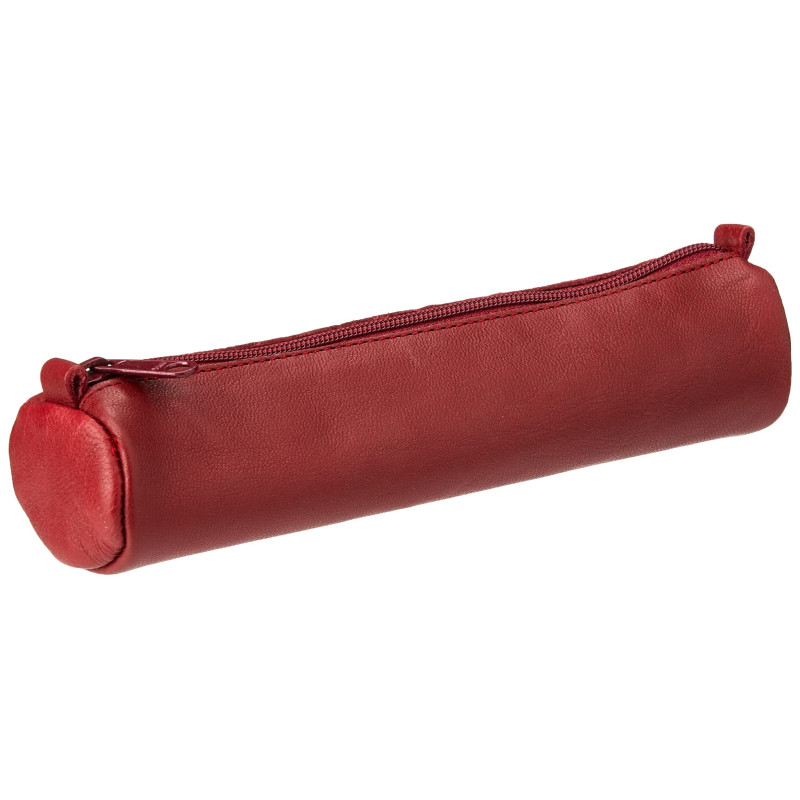 Clairefontaine 77030C Collection Nomaddict (ex Age Bag) Une Petite Trousse Ronde en Véritable Cuir d'Agneau Rouge - 18,5 cm x 4 