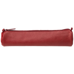 Clairefontaine 77030C Collection Nomaddict (ex Age Bag) Une Petite Trousse Ronde en Véritable Cuir d'Agneau Rouge - 18,5 cm x 4