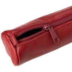 Clairefontaine 77030C Collection Nomaddict (ex Age Bag) Une Petite Trousse Ronde en Véritable Cuir d'Agneau Rouge - 18,5 cm x 4 