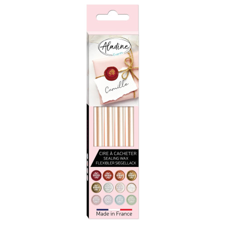 Aladine - Pack de 4 Bâtons de Cire Flexible - Pour Cacheter les plus beaux courriers de votre vie - Réalisation de Sceaux pour F
