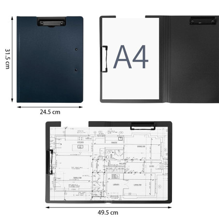 ZMREN Porte Bloc A4 Avec Pince, Porte bloc en plastique format lettre standard A4, avec double clip, pour infirmières étudiants,