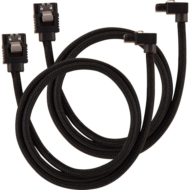 Câble SATA gainé CORSAIR Premium - SATA 6Gbps 60 cm, connecteur à 90°, noir Câble SATA gainé CORSAIR Premium - SATA 6Gbps 60 cm, connecteur à 90°, noir