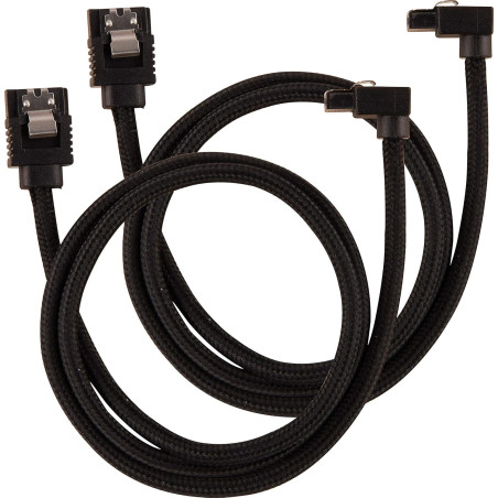 Câble SATA gainé CORSAIR Premium - SATA 6Gbps 60 cm, connecteur à 90°, noir
