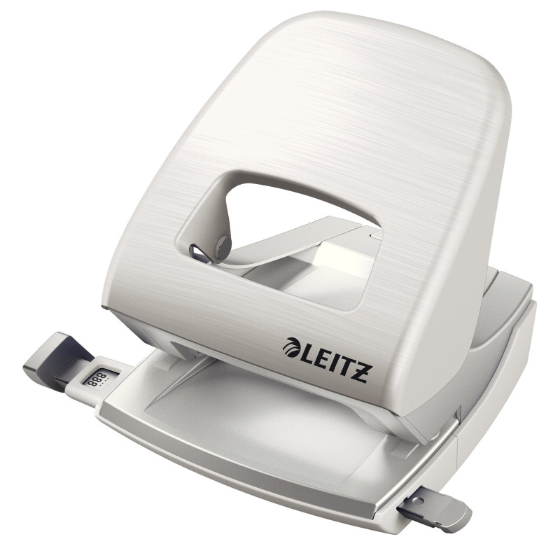 Leitz Perforatrice Sans Effort, Capacité 30 Feuilles, Blanc Arctique, Métal, Réglette de Guidage avec Repères, Style, 50060004 Leitz Perforatrice Sans Effort, Capacité 30 Feuilles, Blanc Arctique, Métal, Réglette de Guidage avec Repères, Style, 50060004