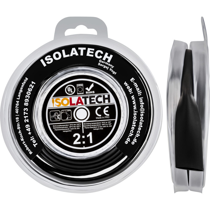 ISOLATECH Gaine thermorétractable 2:1 sans colle noir blister rouleau Ø8mm 3 mètres pour automobile vélo camping câbles électron ISOLATECH Gaine thermorétractable 2:1 sans colle noir blister rouleau Ø8mm 3 mètres pour automobile vélo camping câbles électron