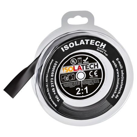 ISOLATECH Gaine thermorétractable 2:1 sans colle noir blister rouleau Ø8mm 3 mètres pour automobile vélo camping câbles électron