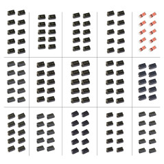 Kit de diodes redresseurs et Schottky SMD - 150 pièces 15 modèles - M1 M4 M7 RS1M S1M S2M S3M SS14 SS16 SS24 SS26 SS34 SS36 US1M