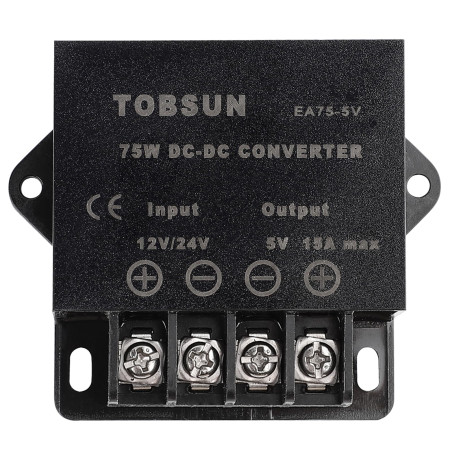 HOMELYLIFE DC 12V 24V à 5V 15A 75W Convertisseur de Puissance Régulateur abaisseur pour transformateur Basse Tension de Voiture 