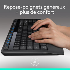 Logitech MK345 Combo Clavier Taille Standard Sans Fil avec Repose Poignet et Souris Droitier Confortable, Récepteur USB Sans Fil