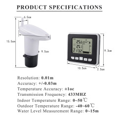 Contrôleur de niveau à ultrasons Sensor Capteur de niveau de liquide sans fil Capteur de niveau de liquide de profondeur de rése