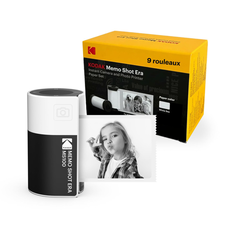 Kodak Memo Shot Era Cadeau Noel - Appareil Photo numérique instantané & Imprimante Photo, Blanc (Appareil Photo avec 1 Rouleau d Kodak Memo Shot Era Cadeau Noel - Appareil Photo numérique instantané & Imprimante Photo, Blanc (Appareil Photo avec 1 Rouleau d