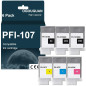 Karl Aiken 6X (2 Noir Mat,1 Photo Noir,1 Cyan,1 Magenta,1 Jaune) PFI-107 130ML Cartouches d'encre Compatible avec Canon IPF-670 