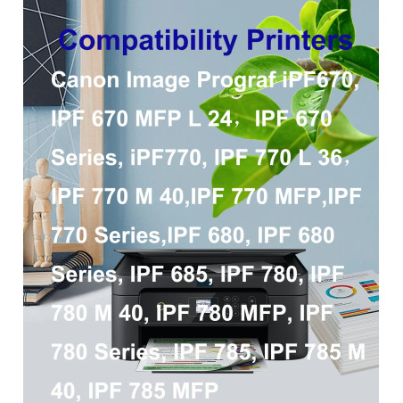 Karl Aiken 6X (2 Noir Mat,1 Photo Noir,1 Cyan,1 Magenta,1 Jaune) PFI-107 130ML Cartouches d'encre Compatible avec Canon IPF-670 