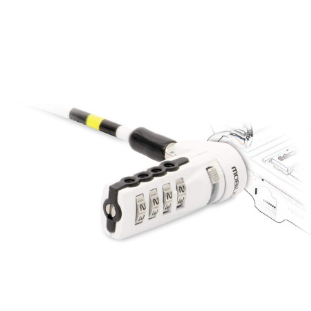 Mobilis câble de sécurité à Code - Acier trempé - Longueur: 1, 8 m - Ø 4 mm - Blanc et argenté