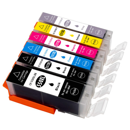 6 Cartouches d'encre XXL compatibles pour Canon PIXMA MG6350 MG 6350sie bekommen 1 x PGI550BK/1 x CLI551BK/1 x CLI-551 C/1 x CLI