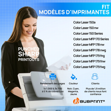 Bubprint 4 Cartouche de Toner Compatible pour HP 117A W2070A W2071A W2072A W2073A avec Puce Color Laser 150a 150nw 150 MFP 170 M