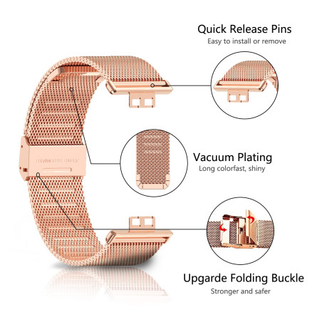 ToVioc Bracelet Compatible avec Huawei Watch Fit New/Elegant/SE, Bracelet en Maille Réglable en Acier Inoxydable pour Huawei Wat