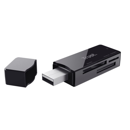 Trust Nanga Lecteur Carte SD/Micro SD, 5 Gbit/s, Adaptateur USB 3.2, Compatible avec Cartes Mémoire SD, M2 et MicroSD, Connecteu