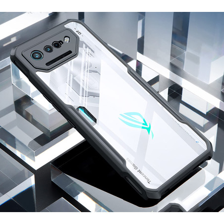 GIOPUEY Étui pour ASUS ROG Phone 7/7 Ultimate, Coque en PC Dur + TPU Souple, Grande Transparence, Étui Transparent, Amortisseur