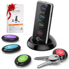Esky Localisateur d'objets, Localisateur de Clés 4 Récepteurs et 1 Émeteur 80 DB Travail de 39,9m sans Fil RF avec LED Lampe de