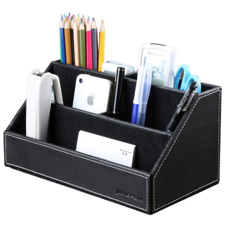 KINGFOM™ 5 Compartiments Multifonctionnel Organisateur de bureau (Noir)