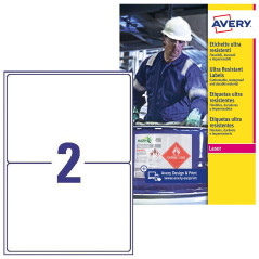 Avery Étiquettes Ultra-Résistantes Polyéthylène - 100 Étiquettes Autocollantes 210 x 148 mm - Compatible Imprimante Étiquette Au