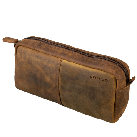 STILORD 'Spencer' Trousse en Cuir Vintage - Pochette à Fermeture Éclair - Organisateur Étui à Stylos - Cuir Véritable, Couleur:M