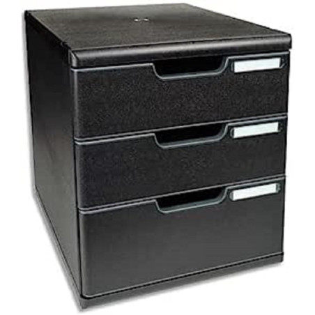 EXACOMPTA Module de classement 3 tiroirs noir recyclé Modulo