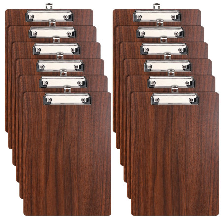Porte-Blocs en Bois A4,12 Pièces Planchettes à Pince Avec Clip, Clipboard Porte-Formulaires