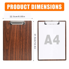 Porte-Blocs en Bois A4,12 Pièces Planchettes à Pince Avec Clip, Clipboard Porte-Formulaires