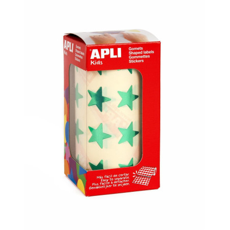 Apli Kids 12054 Rouleau de 1416 gommettes étoiles vert métallisé