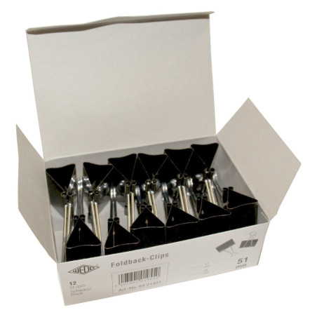 Wedo 06421441 Carton de 12 Pince à documents 41 mm Noir