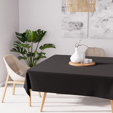 Soleil d'ocre, Alix Nappe carrée Anti-tâches, Polyester, Noir, 140x140 cm