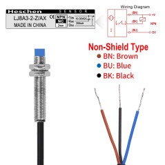 Heschen M8 capteur de proximité inductif interrupteur Type de non-bouclier LJ8A3-2-Z/AX détecteur 2mm 10-30VDC 200mA NPN normale